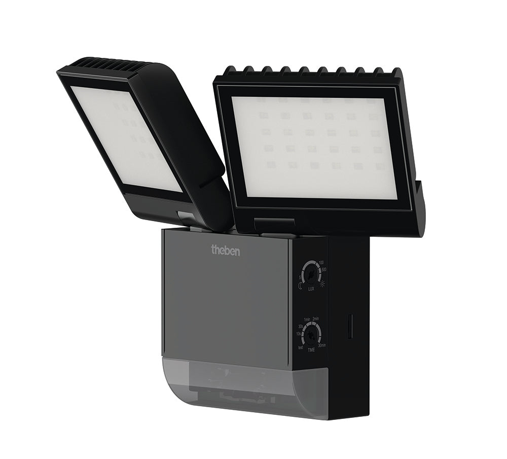 THEBEN LED-Strahler mit Bewegungsmelder, schwarz, 4000 K, 2x900 lm THEBEN LED-Strahler mit Bewegungsmelder, schwarz, 4000 K, 2x900 lm